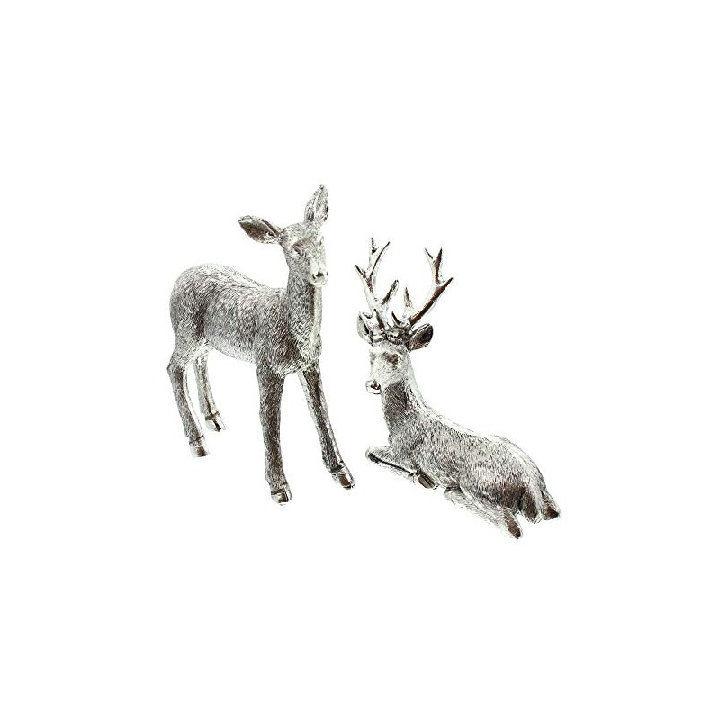 FRANK FLECHTWAREN Decorative Figurine, Deer & Deer, Set of 2,