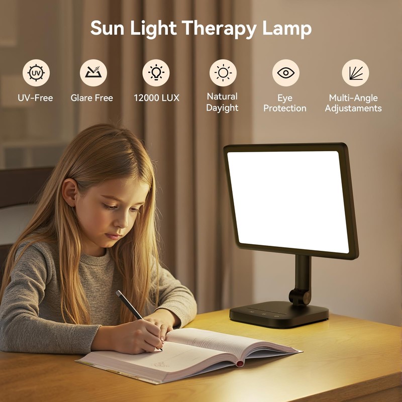 RICIAL Sun Lamp, 12000 Lux UV-Free Light Therapy Lamp with