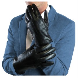 Debra Weitzner Mens Leather Gloves Black Touchscreen Gloves Rabbit Fur Lined XXLarge