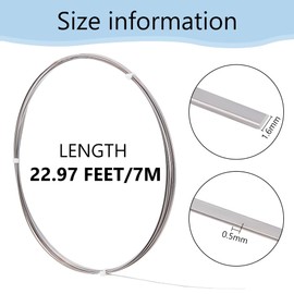 BENECREAT 25 Gauge/0.5 mm Stainless Steel Flat Wire, 7 m 1.6 mm Wide Craft Wire Made of Metal, Bendable Steel Wire for Jewellery Making, Resin Bezel Frame, Flower Arrangements