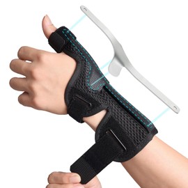 DrFinger Thumb Brace Spica Splint for Right & Left Hand, De Quervain's Tenosynovitis Splint, Breathable Wrist & Thumb Stabilizer, for Trigger Thumb, Arthritis, Tendonitis, Men and Women -Black (S/M)