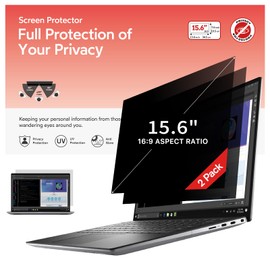 bersem 2 Pack 15.6 Laptop Privacy Screen for 16:9 Ratio Computer Monitor, Removable, Anti Glare, Blue Light Filter, Anti-Spy, Anti-Scratch, UV-Blocking