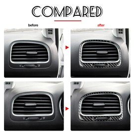 KUNGKIC Carbon Fibre Car Dashboard Air Conditioning Outlet Vent Frame Trim Sticker Interior Trim Compatible with Volkswagen VW Golf 6 GTI MK6 2008-2013 Accessories