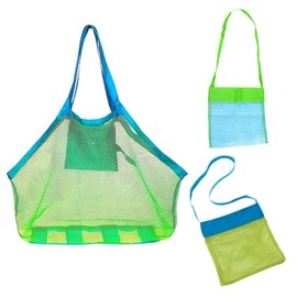 Pack of 3 Sand Toy Bag, Beach Toy, Children's Beach Toy, Children's Swimming Pool, Laundry Bag, Family Vacation Reusable and Foldable Suitable for Family Vacations