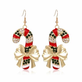 Christmas Earrings for Women,Colorful Crystal Bulb Candy Bow Dangle Earrings Dainty Bead Jingle Bell Christmas Earrings Xmas Holiday Christmas Jewelry (Bow)