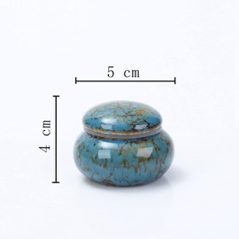 Youdear Memorials Small Urn for Human Ashes - 5cm Handmade Ceramic Keepsake - Mini Urn Holds approx 20cm3 Ashes (Blue)