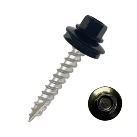 EAGLE 1 Metal Roofing Screws #10 - Painted Hex Head Self-Tapping Screws with EDPM Rubber Washer for Metal to Wood, Vinyl, Small Sheet Metal - Free Magnetic Driver (Black, 1.5 Inch, 1000)