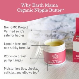 Earth Mama Organic Nipple Butter 2oz Lanolin Free Soothing Cream for Moms