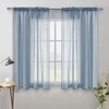 MIULEE Dusty Blue Linen Textured Sheer Curtains 54 Inch Length