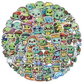 50 Pcs Summer Colorful Sea Turtle Stickers for Kids Teens Adults Boys,Laptop,Skateboard,Luggage,Car,Bike,Cup,Computer,Water Bottle Stickers Pack Decor,Sea Turtle Vinyl Waterproof Sticker Decal