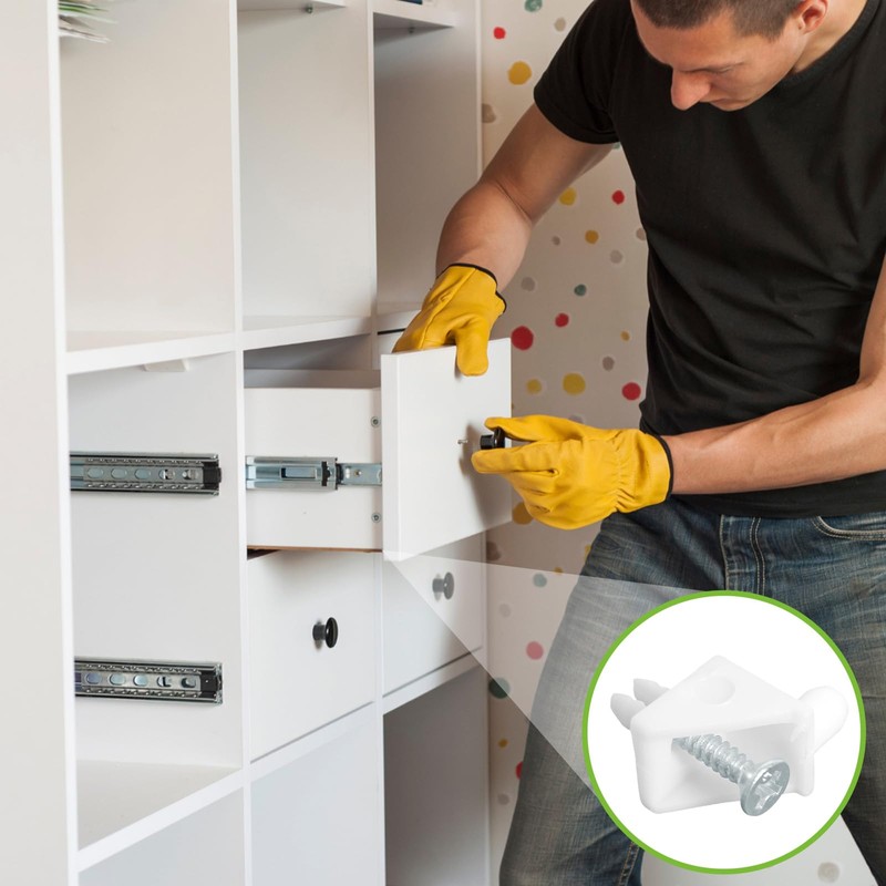 SuperDi White Shelf Support Pins Brackets with Self-Tapping Screws, 90°