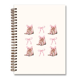 KDHTY Preppy Pink Notebook Teen Journals for Girls,Coquette Pink Bow Western Office Supplies,Cute Cowgirl Notebooks Journals,Western Gifts for Women,Cowgirl Stuff,5.5x8.3