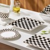 Porlien Checker Porcelain Square Dinnerware Set for 4, Dishes Set