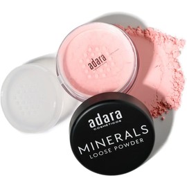 Polvo Suelto Mineral de Adara - Fijador de Maquillaje ultra fino Tonos Neutral Pink y Soft Peach (Neutral Pink, 25g)