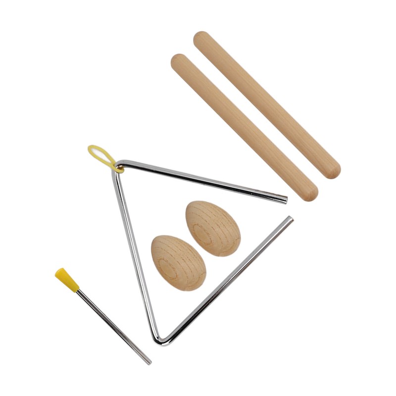 Triangle Percussion Instrument Set Wood Musical Percussion Instrument Toy for