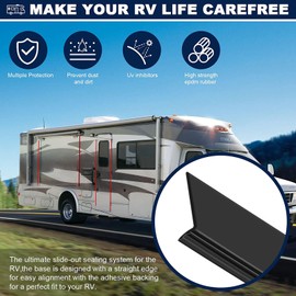 R854056 RV Slide Out Seal,1-1/2" x 9/16" x 25' Black Rubber Slideout Wiper Seal Compatible with RV Camper Trailer Weatherstrip Slideout System (Clip-On)