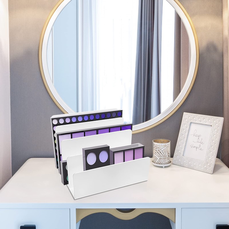 4 Section Acrylic File Organizer for Desk, White Acrylic Desk