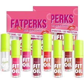 QBPPSSRY 8 Colors Hydrating Lip Oil, Big Brush Head Lip Glaze Shiny Transparent Lip Glow Oil 0.35 Fl Oz, Glossy Finish (Set A+Set B)