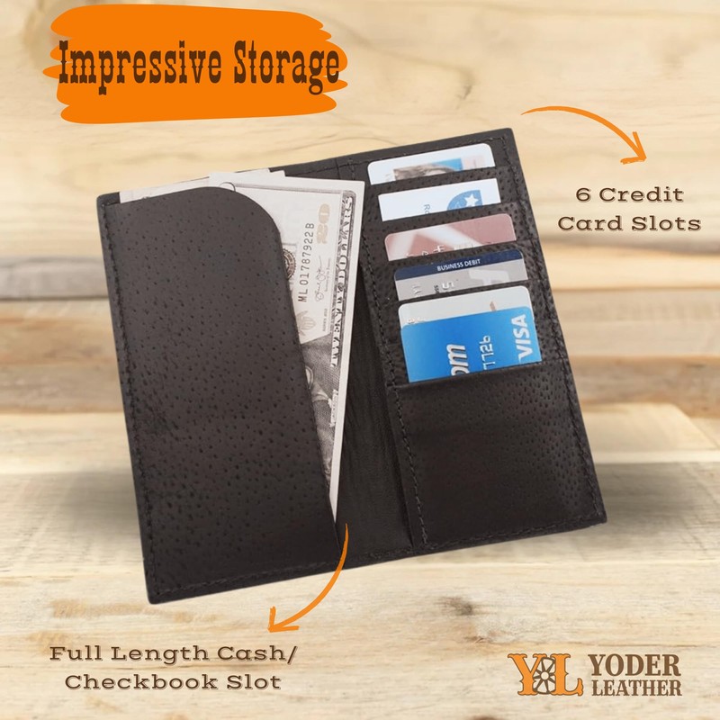 Genuine Tegu Lizard Checkbook Leather Rodeo Wallet (Gray)