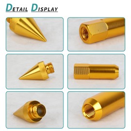 YeshineAuto M12x1.5 Spikes Lug Nuts 20pcs 60mm Aluminum Wheel Nuts Fit for Ford Escape/Focus/Fusion,for Honda Accord/CR-V,for Toyota Avalon,for Chevy Impala etc (Gold)