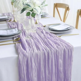 Newthinking 4 Packs Cheesecloth Table Runner, 10 ft Purple Cheesecloth Table Runner, Rustic Gauze Fabric Table Runner for Wedding Table Decoration Holiday Party, 90X300CM
