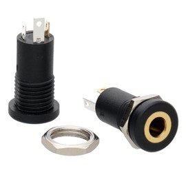 kenable 3.5mm Aux Stereo Gold Socket Input Panel Mount Audio Solder Adapter [2 Pack]