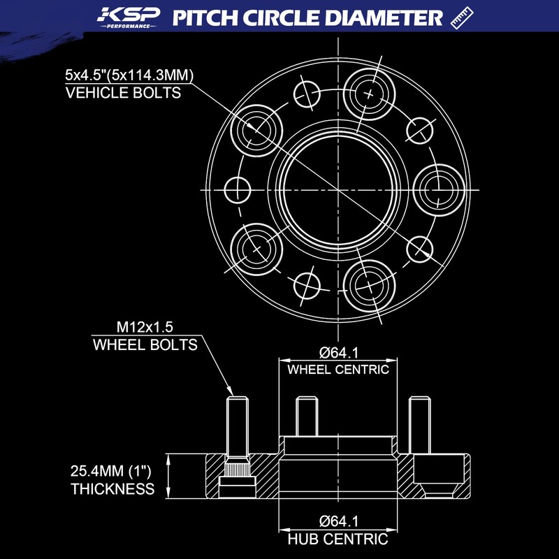 KSP 5x4.5 Wheel Spacers for Hon-da Civic Accord Element CR-V