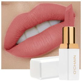 O'CHAIN Lápiz de labios mate, lápiz labial de larga duración con cobertura completa no transferible para mujeres con aceite de jojoba y vitamina E, si