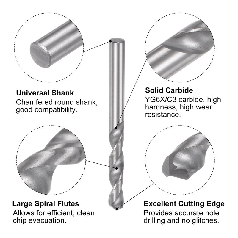 QUARKZMAN Solid Carbide Drill Bit 3.5mm (.138") YG6X/C3 Micro Grain