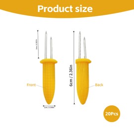 Corn on The Cob Holders: 20 Pcs Sweetcorn Holders Set - BBQ Skewers for Grilling - Ergonomic Non-Slip Handles - Stainless Steel Corn Forks for Home Kitchen Barbecue and Picnics