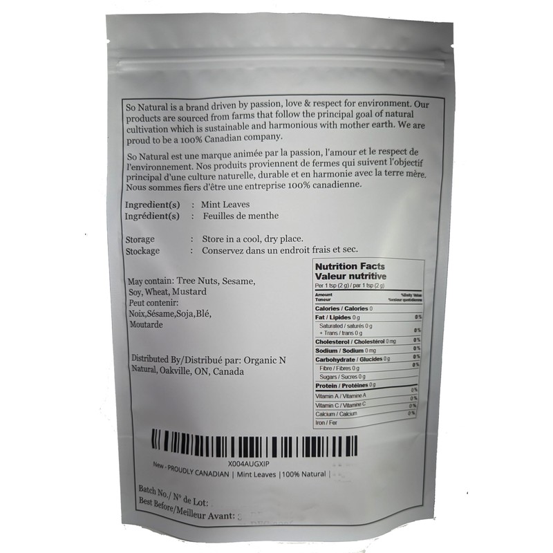PROUDLY CANADIAN | Mint Leaves |100% Natural | 100g