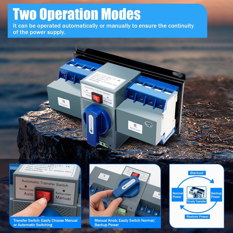 110V Dual Power Automatic Transfer Switch Dual Power Generator Changeover