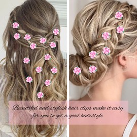 YISSION 20pcs Mini Pink Flower Hair Clips for Girls & Women - Cute Rose Flower Hair Pins & Barrettes for Wedding & Bridal Hair Accessories