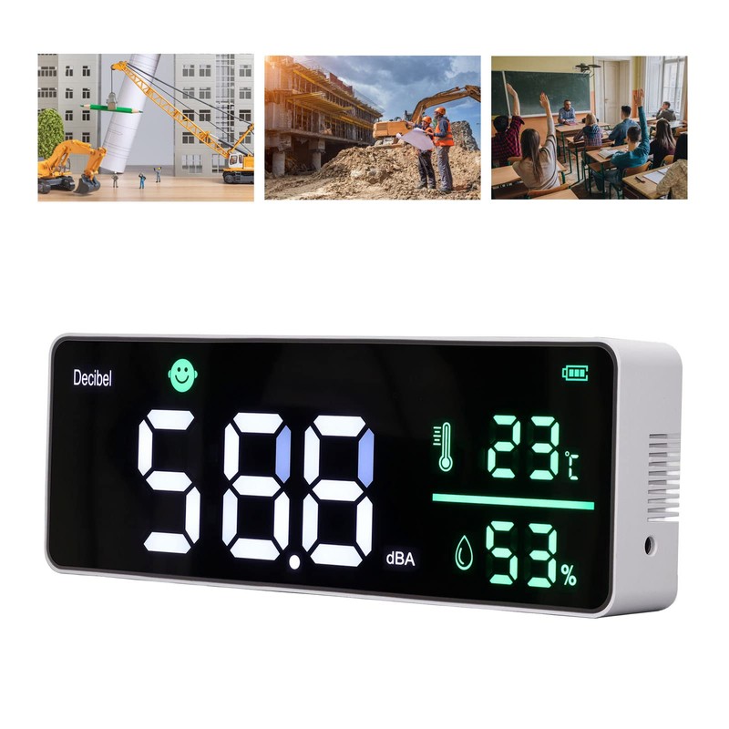 Sound Level Meter, Wall Hanging Decibel Meter Temperature Humidity Meter