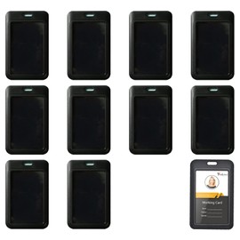 Auzly 10-Pack Professional ID Badge Holders | Slide-Open Clear Window Card Protectors | Vertical/Horizontal Swipe Card Cases for Work, School, Licenses & Passes (Black) (Black)