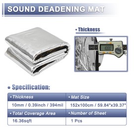 X AUTOHAUX 394mil 10mm 16.36sqft Car Sound Deadening Mat Glassfiber Closed Cell Foam Heat Shield Material Damping Self Adhesive Universal for Hood Fender and Boat Engine Cover 59.84"x39.37"