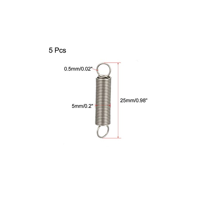 sourcing map Extended Tension Spring Wire Diameter 0.02", OD 0.2",