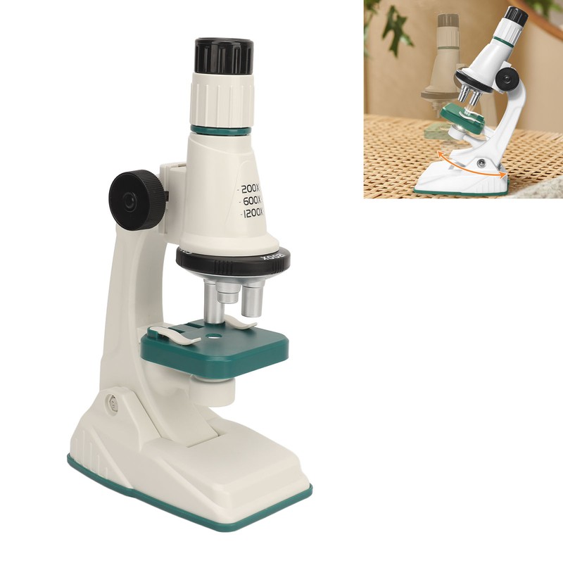 Kids Microscope Science Kit 200 to 1200X Magnification Flexible Angle
