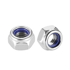 sourcing map Hex Lock Nuts - M8 x 1.25mm Stainless Steel Nylon Insert Self-Locking Nuts for Fasteners, 5Pcs Silver Tone