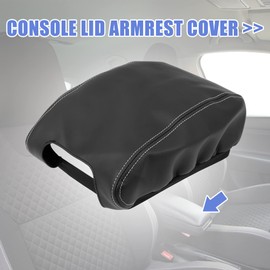 X AUTOHAUX Car Center Console Lid Armrest Seat Box Cover Protector Replacement Microfiber Leather for Jeep Wrangler 2011-2017 Black Gray