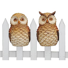 B2S BACK2SEASON Fence Figurine Owl Pair Polyresin Fence Decoration Autumn Decoration Fence Stool Frost-Proof Height = 16 cm Set of 2
