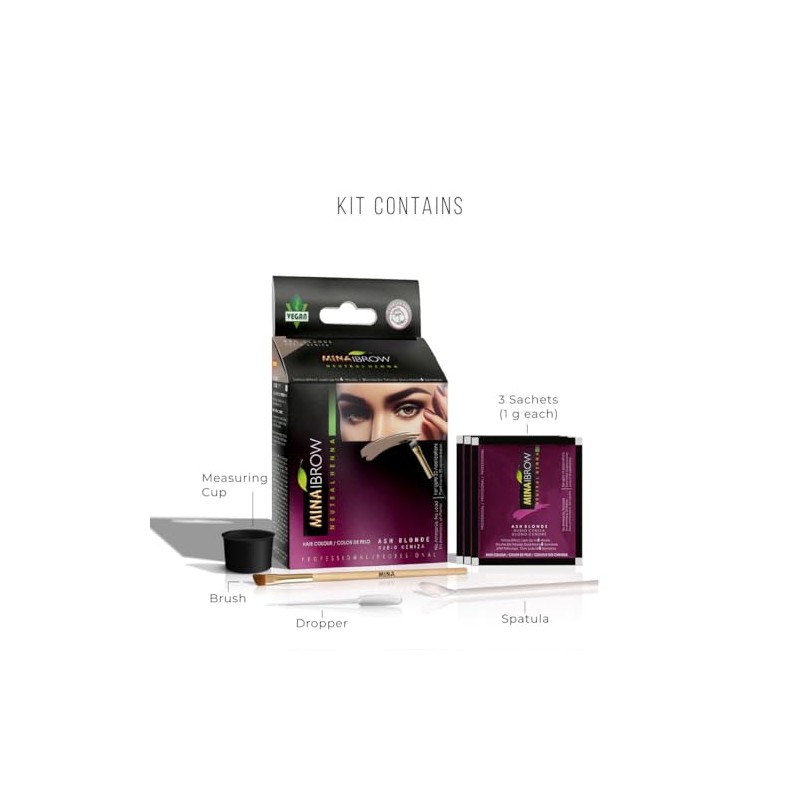 MINA Ibrow Henna - Kit de tinte rubio ceniza |