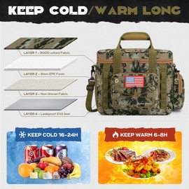 Maelstrom Large Tactical Lunch Box for Men,Insulated Lunch Bag, Leakproof Soft Cooler Bags with Detachable MOLLE Bag,Durable Lunch Tote for Adult Women Work,Picnic,30 Cans/20 L, Camouflage