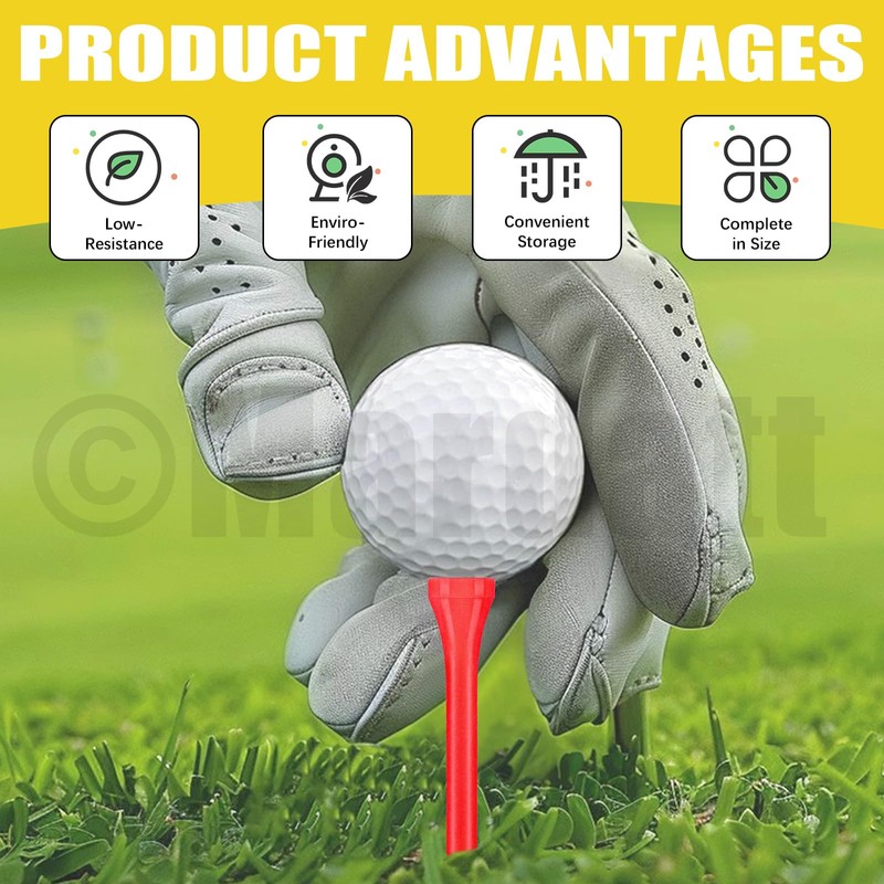 Mardatt 180Pcs Golf Tees, 1-3/5"(42mm), 2-1/8"(54mm), 2-3/4"(70mm), 3-1/4"(83mm) Bamboo Golf