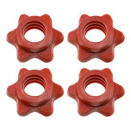 EMSea 4X 25mm Barbell Bar Hex Nuts 1 Inch Red Spin-Lock Collars Fitness Equipment Accessories for Lifting Barbells Dumbbell Bars