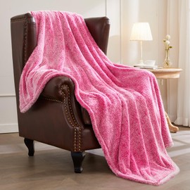 Exclusivo Mezcla Throw Size Fleece Throw Blanket, 127x178 CM Large Fuzzy Sofa Throws, Soft Velvet Plush Blanket for Sofa, Mixed Hot Pink Blanket
