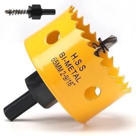 65 mm Hole Saw, Bi-Metal Circular Saw for Wood, HSS Hole Drill Bit with 35 mm Cutting Depth for Plastic, Plasterboard, Dunes Metal Panels