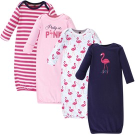 Hudson Baby Baby Cotton Gowns, Bright Flamingo, Preemie-Newborn