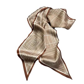 GIMIRO Satin Silk Scarf 148 x 13.5 cm Tie Double Layer Waistband for Blazer, Coat, Dress, Light Coffee Panes