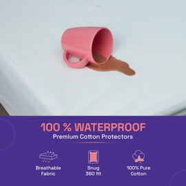 Wakefit 100% Waterproof Premium Cotton Mattress Protector | Full (75x54)